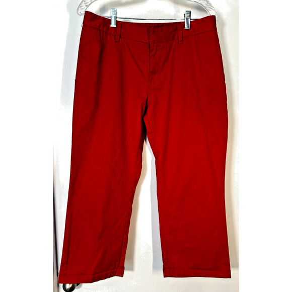 Dickies Girl Red Cropped Wide Leg Capri Pants Juniors Size 9 Womens 8 - Picture 1 of 8